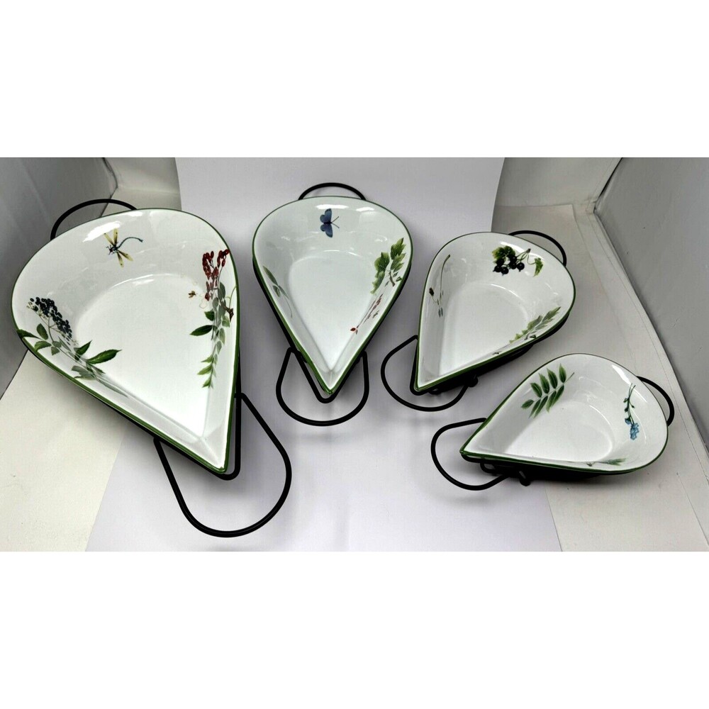 Temptations Ovenware W/ Stands Set of 4 Botanical Dragonfly Oven to Table
